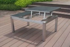 OUTFLEXX Multifunktionstisch, Grau Marmoriert, Glaskeramik / Edelstahl, 100/118x70/90x45/60cm, Platten Mehrfach Verstellbar -Gartenmöbel 21657 9.JPG