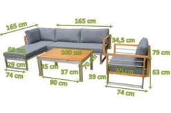 OUTFLEXX Ecklounge, Natur/grau, Edelstahl/Teak, 5 Personen, Inklusive Sessel Und Multifunktionstisch 100 X 70 Cm, Lehne Links -Gartenmöbel 21661 2 mass.jpg