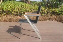 OUTFLEXX Stapelsessel, Schwarz, FSC-Teak / Edelstahl / Textilene, 60x56x85 Cm, Modernes Design -Gartenmöbel 21672 2.JPG