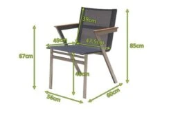 OUTFLEXX Stapelsessel, Schwarz, FSC-Teak / Edelstahl / Textilene, 60x56x85 Cm, Modernes Design -Gartenmöbel 21672 5 mass.JPG