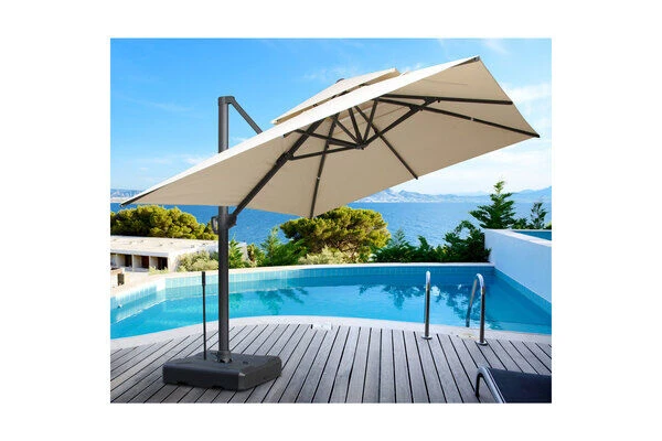 OUTFLEXX Ampelschirm, Anthrazit/creme, Aluminium/Polyester, 300x400cm, Rechteckig 2 OUTFLEXX Ampelschirm, Anthrazit/creme, Aluminium/Polyester, 300x400cm, Rechteckig – Bild 2