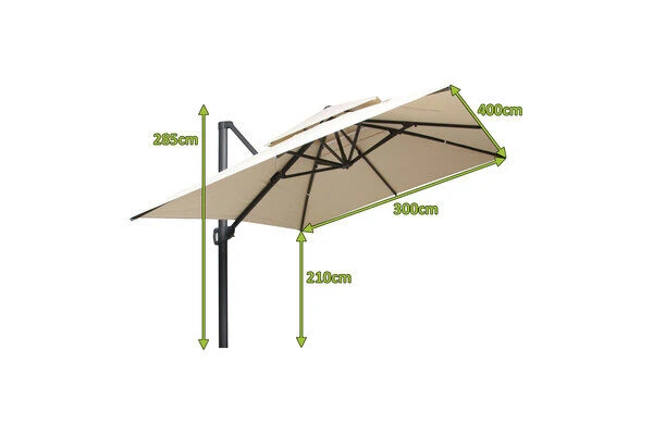 OUTFLEXX Ampelschirm, Anthrazit/creme, Aluminium/Polyester, 300x400cm, Rechteckig 5 OUTFLEXX Ampelschirm, Anthrazit/creme, Aluminium/Polyester, 300x400cm, Rechteckig – Bild 5