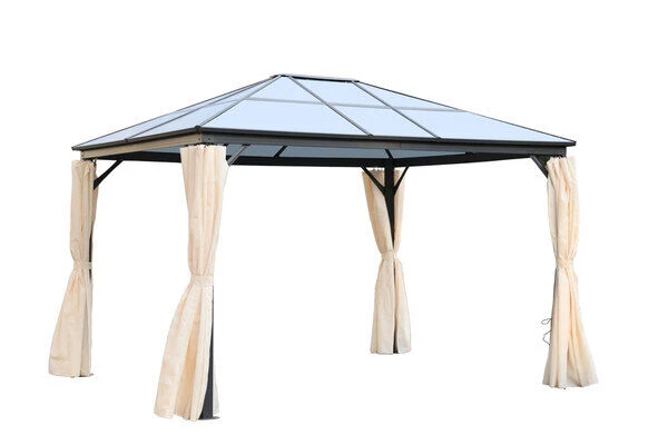 OUTTECH Hardtop Pavillon, Grau, Aluminium, 300x360x270 Cm Mit Seitenteilen Und LED Beleuchtung 2 OUTTECH Hardtop Pavillon, Grau, Aluminium, 300x360x270 Cm Mit Seitenteilen Und LED Beleuchtung – Bild 2