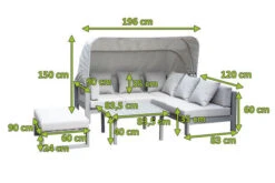 OUTFLEXX Willis Loungemöbel, Hellgrau, Alu/Polyester, 4-5 Personen, Mit Faltbarem Dach, Inkl. Loungetisch Und Hocker -Gartenmöbel 21821 mass 1.jpg