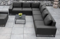 OUTFLEXX June Ecklounge, Schwarz/sooty, Alu/Sunbrella, 6-7 Personen, Inkl. 2 Loungetischen