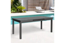 OUTFLEXX Premium Ausziehtisch, Anthrazit/grau, Aluminium/Glas, 180/240x100cm, Automatischer Ausziehmechanismus