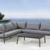 OUTFLEXX Monti Ecklounge, Dunkelgrau, Alu/FSC®-Teakholz/Polyester, 4-5 Personen, Inkl. Loungetisch Und Polster