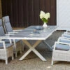 SIENA GARDEN Corido/Sincro Esstischgarnitur, Ice Grey/weiß Grau, Alu/Gardino®-Geflecht/Keramik, Ausziehtisch 200/260x100 Cm, 6 Dining Move Sessel