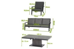 SIENA GARDEN Belia/Bellani Loungemöbel, Matt Anthrazit/grau, Alu/Keramik, Lifttisch 140x85 Cm, 1x 3-Sitzer, 2 Sessel -Gartenmöbel 22122 5.jpg