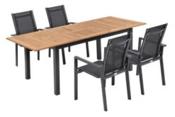 OUTFLEXX Esstischgarnitur, OUTFLEXX® Anthrazit Matt, Alu / Teak / Textil, Ausziehtisch 150/210x90cm, 4 Stapelsessel -Gartenmöbel 22176 2.jpg