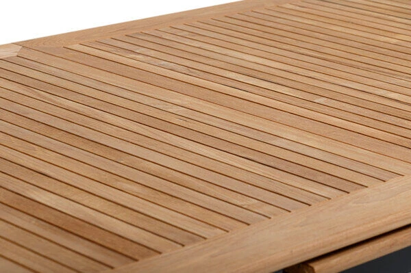 OUTFLEXX Esstischgarnitur, OUTFLEXX® Anthrazit Matt, Alu / Teak / Textil, Tisch 180/240x100cm, 6 Stapelsessel 10 OUTFLEXX Esstischgarnitur, OUTFLEXX® Anthrazit Matt, Alu / Teak / Textil, Tisch 180/240x100cm, 6 Stapelsessel – Bild 10