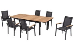 OUTFLEXX Esstischgarnitur, OUTFLEXX® Anthrazit Matt, Alu / Teak / Textil, Tisch 180/240x100cm, 6 Stapelsessel 16 OUTFLEXX Esstischgarnitur, OUTFLEXX® Anthrazit Matt, Alu / Teak / Textil, Tisch 180/240x100cm, 6 Stapelsessel -Gartenmöbel 22187 2.jpg