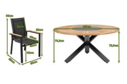 OUTFLEXX Esstischgarnitur, OUTFLEXX® Anthrazit Matt, Alu / Teak / Textil, Esstisch Ø 150 Cm, 5 Stapelstühle -Gartenmöbel 22201 5.jpg