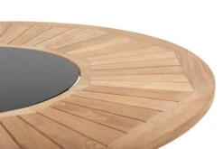 OUTFLEXX Esstischgarnitur, OUTFLEXX® Anthrazit Matt, Alu / Teak / Textil, Esstisch Ø 150 Cm, 5 Stapelstühle -Gartenmöbel 22201 6.jpg