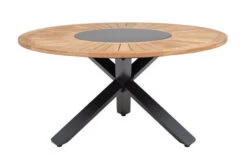 OUTFLEXX Esstischgarnitur, OUTFLEXX® Anthrazit Matt, Alu / Teak / Textil, Esstisch Ø 150 Cm, 5 Stapelstühle -Gartenmöbel 22201 9.jpg