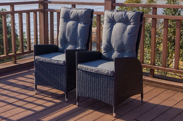 OUTFLEXX 2er Set Dining Sessel, Schwarz, Polyrattan, Je 55 X 65 X 112 Cm, Rücken Stufenlos Verstellbar 2 OUTFLEXX 2er Set Dining Sessel, Schwarz, Polyrattan, Je 55 X 65 X 112 Cm, Rücken Stufenlos Verstellbar – Bild 2