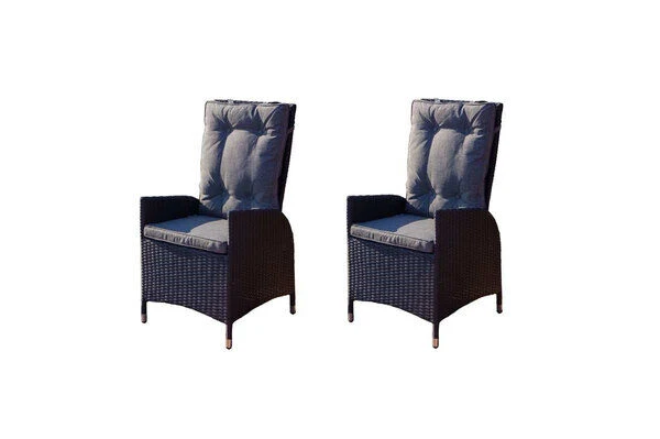 OUTFLEXX 2er Set Dining Sessel, Schwarz, Polyrattan, Je 55 X 65 X 112 Cm, Rücken Stufenlos Verstellbar 1 OUTFLEXX 2er Set Dining Sessel, Schwarz, Polyrattan, Je 55 X 65 X 112 Cm, Rücken Stufenlos Verstellbar