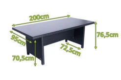 OUTFLEXX Esstisch, Schwarz, Polyrattan, 200x95cm, Tischplatte Spraystone, 6mm, Aufliegend -Gartenmöbel 22286 4.jpg