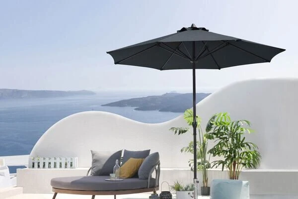 OUTFLEXX Mittelstockschirm, Anthrazit, Aluminium, Ø 270 Cm, Rund 2 OUTFLEXX Mittelstockschirm, Anthrazit, Aluminium, Ø 270 Cm, Rund – Bild 2