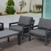 OUTFLEXX Loungemöbel, Anthrazit, Alu/Olefin, 4 Personen, Loungetisch 120x60 Cm