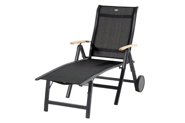 HARTMAN Alice Sonnenliege, Xerix/schwarz, Alu/Teak, 190x109x72cm, FSC-Teak Armlehnen 1 HARTMAN Alice Sonnenliege, Xerix/schwarz, Alu/Teak, 190x109x72cm, FSC-Teak Armlehnen