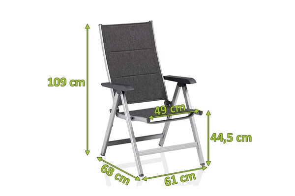 KETTLER BasicPlus Padded Multipositionssessel, Silber/anthrazit, Alu/Textilene, 0301201-9000, Verstellbare Rückenlehne 5 KETTLER BasicPlus Padded Multipositionssessel, Silber/anthrazit, Alu/Textilene, 0301201-9000, Verstellbare Rückenlehne – Bild 5