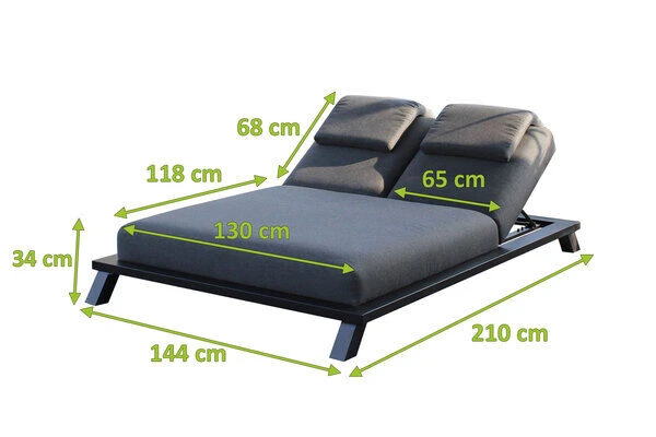 OUTFLEXX Exklusivmodell Blain Doppelliege, Sooty, Alu/Sunbrella, 210 X 144 X 34 Cm, Inkl. Verstellbarer Rückenlehne 5 OUTFLEXX Exklusivmodell Blain Doppelliege, Sooty, Alu/Sunbrella, 210 X 144 X 34 Cm, Inkl. Verstellbarer Rückenlehne – Bild 5