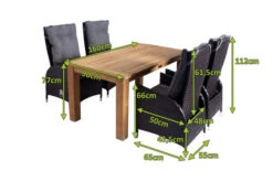 OUTFLEXX Esstischgarnitur, Polyrattan/Teakholz, Tisch 160x90cm, 4 Hochlehner, Inkl. Polster -Gartenmöbel 22881 5.jpg