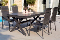 HARTMAN Xanadu / Alice Sitzgruppe, Xerix, Alu/Textilene/Glaskeramik, 4 Stapelsessel, 160/220x100cm