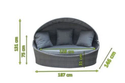 OUTFLEXX Sonneninsel, Grau, Polyrattan/Olefin, 187x146x75/131, Verstellbares Dach -Gartenmöbel 23404 5.jpg