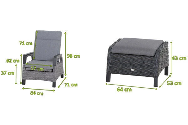 SIENA GARDEN Solea Dining Sessel, Anthrazit/blau, Alu/Gardino®-Geflecht, 71 X 84 X 98cm, Inkl. Fußhocker, Stufenlos Verstellbar 5 SIENA GARDEN Solea Dining Sessel, Anthrazit/blau, Alu/Gardino®-Geflecht, 71 X 84 X 98cm, Inkl. Fußhocker, Stufenlos Verstellbar – Bild 5