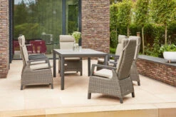 SIENA GARDEN Carlos/Corido Dining Set, Charcoal Grey, Alu/Gardino®-Geflecht/Keramik, 180 X 100 Cm, Inkl. 6 Diningsessel