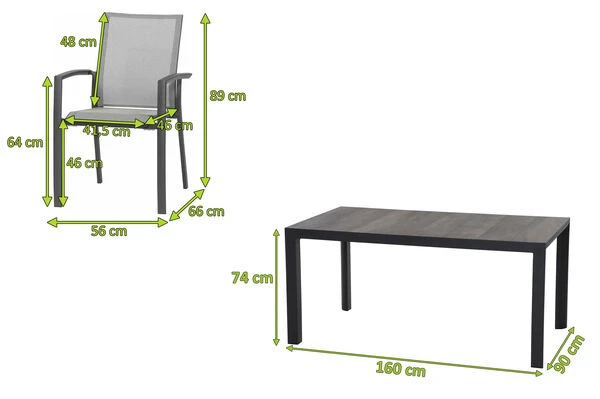 SIENA GARDEN Silva/Velia Dining Set, Anthrazit/grau, Alu/Ranotex®-Gewebe/Keramik, 160 X 90cm, Inkl. 4 Diningsessel 5 SIENA GARDEN Silva/Velia Dining Set, Anthrazit/grau, Alu/Ranotex®-Gewebe/Keramik, 160 X 90cm, Inkl. 4 Diningsessel – Bild 5