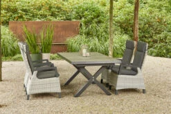 SIENA GARDEN Sincro/Corido Dining Set, Anthrazit/grau, Alu/Geflecht/Keramik, 200-260x100cm, Inkl. 4 Diningsessel