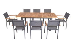 VILLANA Esstischgarnitur, Anthrazit/grau, Alu/ FSC-Akazienholz, Ausziehtisch 150/200 Cm, 8 Stapelstühle -Gartenmöbel 23911 13.jpg