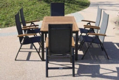 VILLANA Esstischgarnitur, Anthrazit/grau, Alu/ FSC-Akazienholz, Ausziehtisch 150/200 Cm, 6 Multipositionssessel 23 VILLANA Esstischgarnitur, Anthrazit/grau, Alu/ FSC-Akazienholz, Ausziehtisch 150/200 Cm, 6 Multipositionssessel -Gartenmöbel 23913 13.jpg