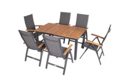 VILLANA Esstischgarnitur, Anthrazit/grau, Alu/ FSC-Akazienholz, Ausziehtisch 150/200 Cm, 6 Multipositionssessel 25 VILLANA Esstischgarnitur, Anthrazit/grau, Alu/ FSC-Akazienholz, Ausziehtisch 150/200 Cm, 6 Multipositionssessel -Gartenmöbel 23913 14.jpg