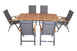 VILLANA Esstischgarnitur, Anthrazit/grau, Alu/ FSC-Akazienholz, Ausziehtisch 150/200 Cm, 6 Multipositionssessel 26 VILLANA Esstischgarnitur, Anthrazit/grau, Alu/ FSC-Akazienholz, Ausziehtisch 150/200 Cm, 6 Multipositionssessel -Gartenmöbel 23913 16.jpg