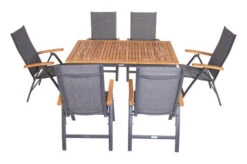 VILLANA Esstischgarnitur, Anthrazit/grau, Alu/ FSC-Akazienholz, Ausziehtisch 150/200 Cm, 6 Multipositionssessel 27 VILLANA Esstischgarnitur, Anthrazit/grau, Alu/ FSC-Akazienholz, Ausziehtisch 150/200 Cm, 6 Multipositionssessel -Gartenmöbel 23913 17.jpg