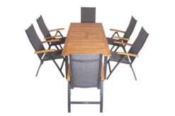 VILLANA Esstischgarnitur, Anthrazit/grau, Alu/ FSC-Akazienholz, Ausziehtisch 150/200 Cm, 6 Multipositionssessel 28 VILLANA Esstischgarnitur, Anthrazit/grau, Alu/ FSC-Akazienholz, Ausziehtisch 150/200 Cm, 6 Multipositionssessel -Gartenmöbel 23913 18.jpg