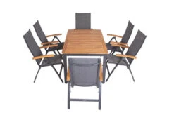 VILLANA Esstischgarnitur, Anthrazit/grau, Alu/ FSC-Akazienholz, Ausziehtisch 150/200 Cm, 6 Multipositionssessel 29 VILLANA Esstischgarnitur, Anthrazit/grau, Alu/ FSC-Akazienholz, Ausziehtisch 150/200 Cm, 6 Multipositionssessel -Gartenmöbel 23913 19.jpg