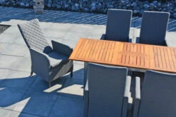 OUTFLEXX Malaga Sitzgruppe, Natur/anthrazit/flanelle, FSC-Teak/Edelstahl/Alu/Sunbrella, 150/200x90cm, 6 Sessel, Plattenstärke 20mm, Verstellbare Rückenlehne -Gartenmöbel 28872 12.JPG