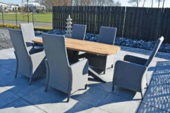 OUTFLEXX Belgium/Malaga Set, Anthrazit/flanelle, Recycled Teak/Alu/Sunbrella, 220x100cm, 6 Sessel, Rustikal Gebürstet, Verstellbare Rückenlehne -Gartenmöbel 28884 10.JPG