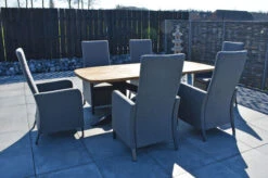 OUTFLEXX Belgium/Malaga Set, Anthrazit/flanelle, Recycled Teak/Alu/Sunbrella, 220x100cm, 6 Sessel, Rustikal Gebürstet, Verstellbare Rückenlehne -Gartenmöbel 28884 11.JPG