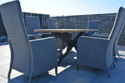 OUTFLEXX Belgium/Malaga Set, Anthrazit/flanelle, Recycled Teak/Alu/Sunbrella, 220x100cm, 6 Sessel, Rustikal Gebürstet, Verstellbare Rückenlehne -Gartenmöbel 28884 14.JPG