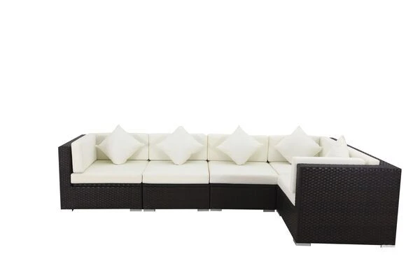 OUTFLEXX Ecklounge-Set Polyrattan, Braun, Für 5 Personen, Wasserfeste Kissenbox 2 OUTFLEXX Ecklounge-Set Polyrattan, Braun, Für 5 Personen, Wasserfeste Kissenbox – Bild 2