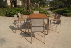 OUTFLEXX Set, Taupe, Edelstahl/Teak, Esstisch 200 X 90 Cm, 6 Stapelstühle -Gartenmöbel 2 14213.jpg