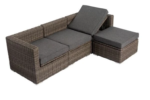 OUTFLEXX Loungegruppe, Grau, Polyrattan, 4 Personen, Verstellbare Sitzflächen, Wasserfeste Kissenbox 2 OUTFLEXX Loungegruppe, Grau, Polyrattan, 4 Personen, Verstellbare Sitzflächen, Wasserfeste Kissenbox – Bild 2