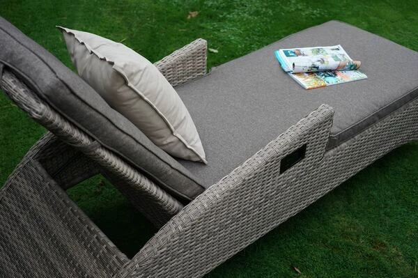 Ploß Rabida Comfort Rollliege, Champagner-meliert, Polyrattan, 198x68x44cm, Verstellbar, Hohe Sitzhöhe 2 Ploß Rabida Comfort Rollliege, Champagner-meliert, Polyrattan, 198x68x44cm, Verstellbar, Hohe Sitzhöhe – Bild 2