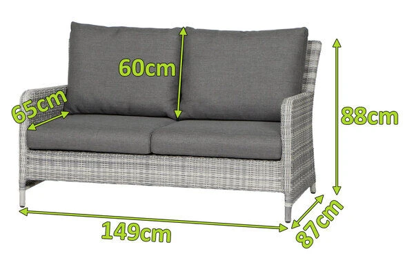 SIENA GARDEN Soria 2-Sitzer Loungesofa, Ice Grey, Alu / Gardino®-Geflecht, 149x87x88 Cm 2 SIENA GARDEN Soria 2-Sitzer Loungesofa, Ice Grey, Alu / Gardino®-Geflecht, 149x87x88 Cm – Bild 2
